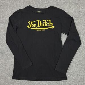 Von Dutch Originals Shirt Womens Small Black Long Sleeve Logo Graphic Tee Top
